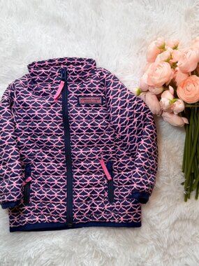 Quilted Baby Puffer Jacket 0-3M Pink Navy Lightweight Coat Vineyard Vines